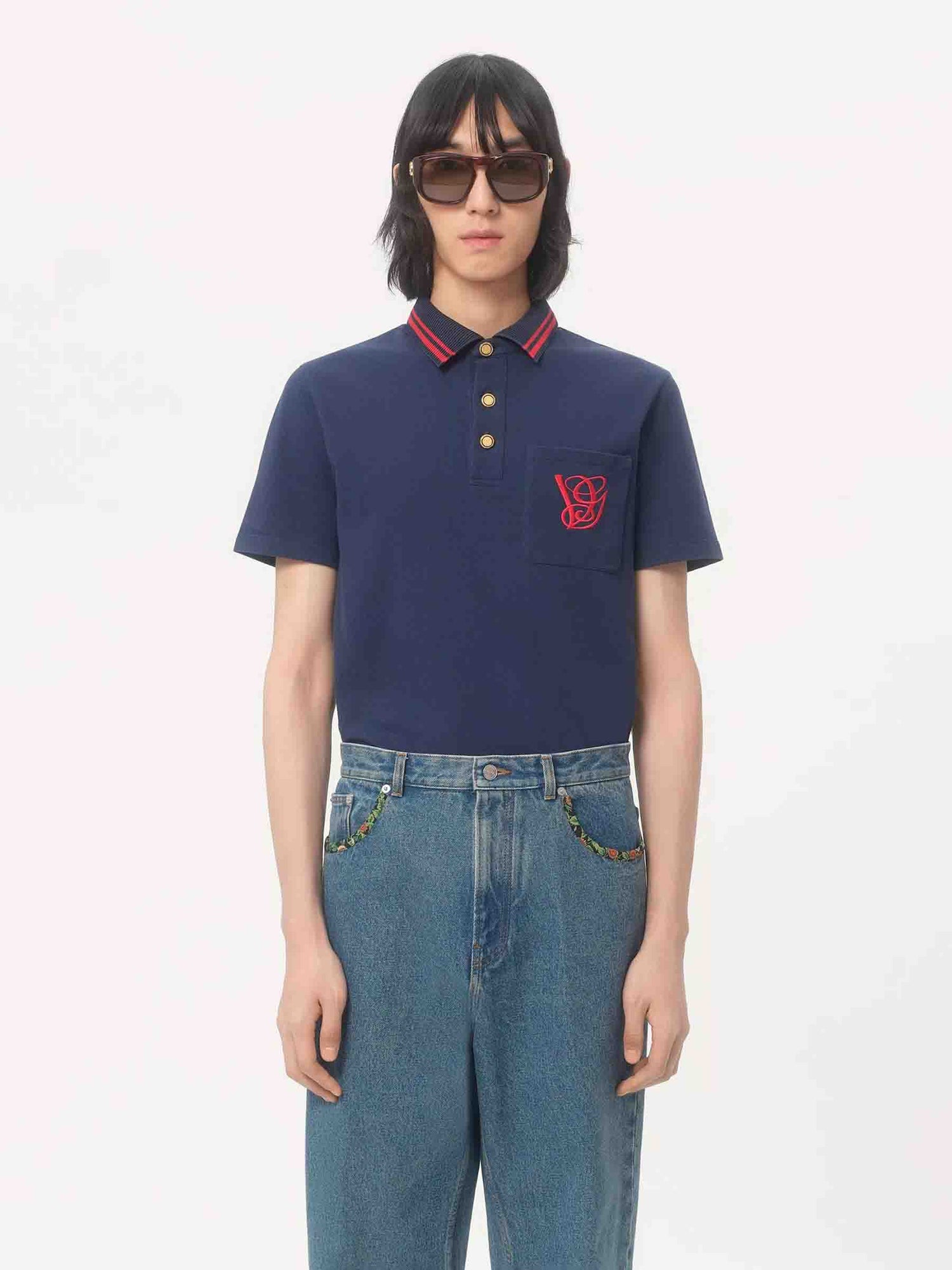 Outlet online Valentino Hombre Camiseta con detalle bordado color Azul Marino sku 552-001615 01 - Foto 2