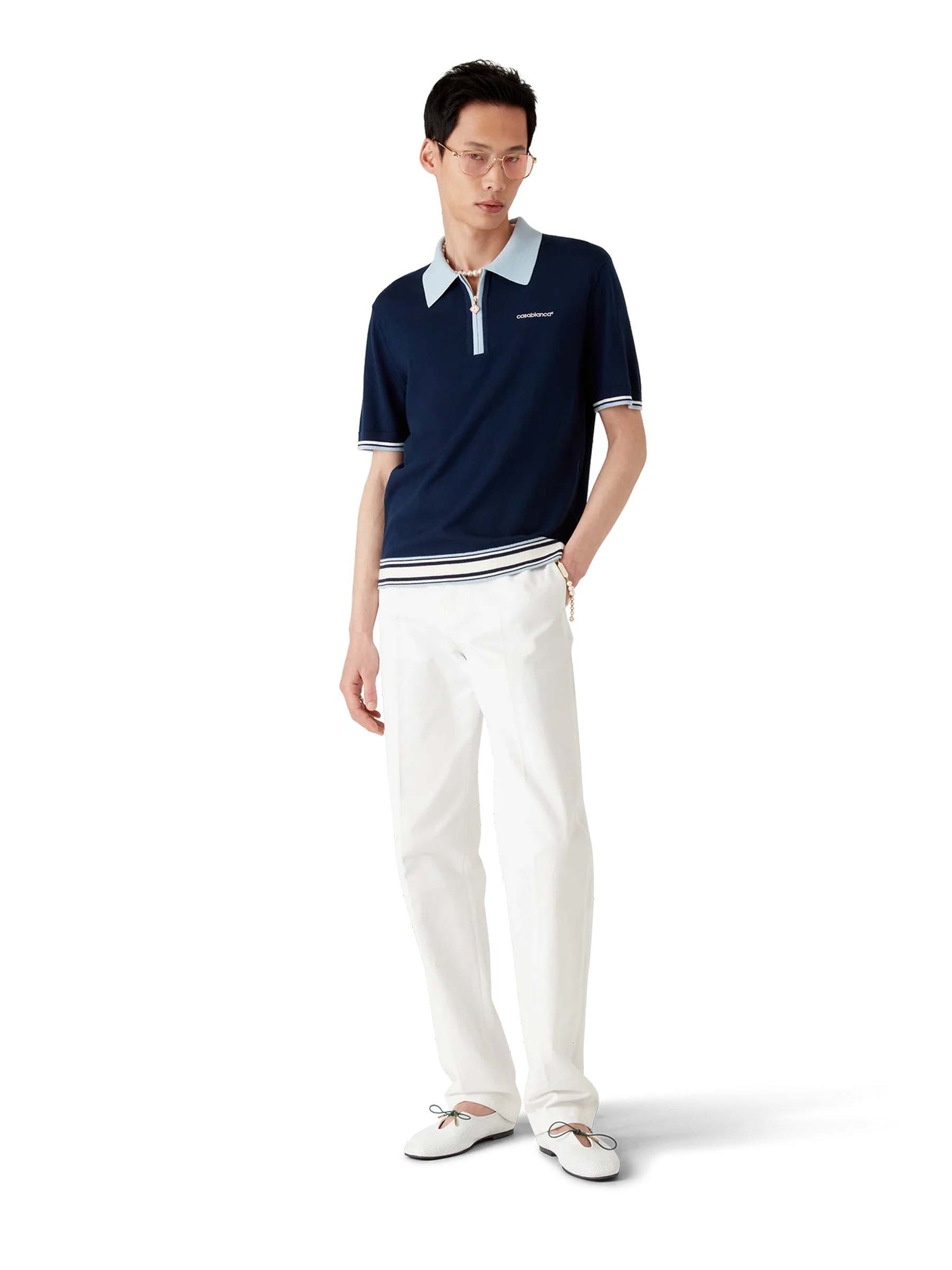 Outlet online Casablanca Hombre Polo Punto Lana color Azul Marino sku 552-001624 01 - Foto 2