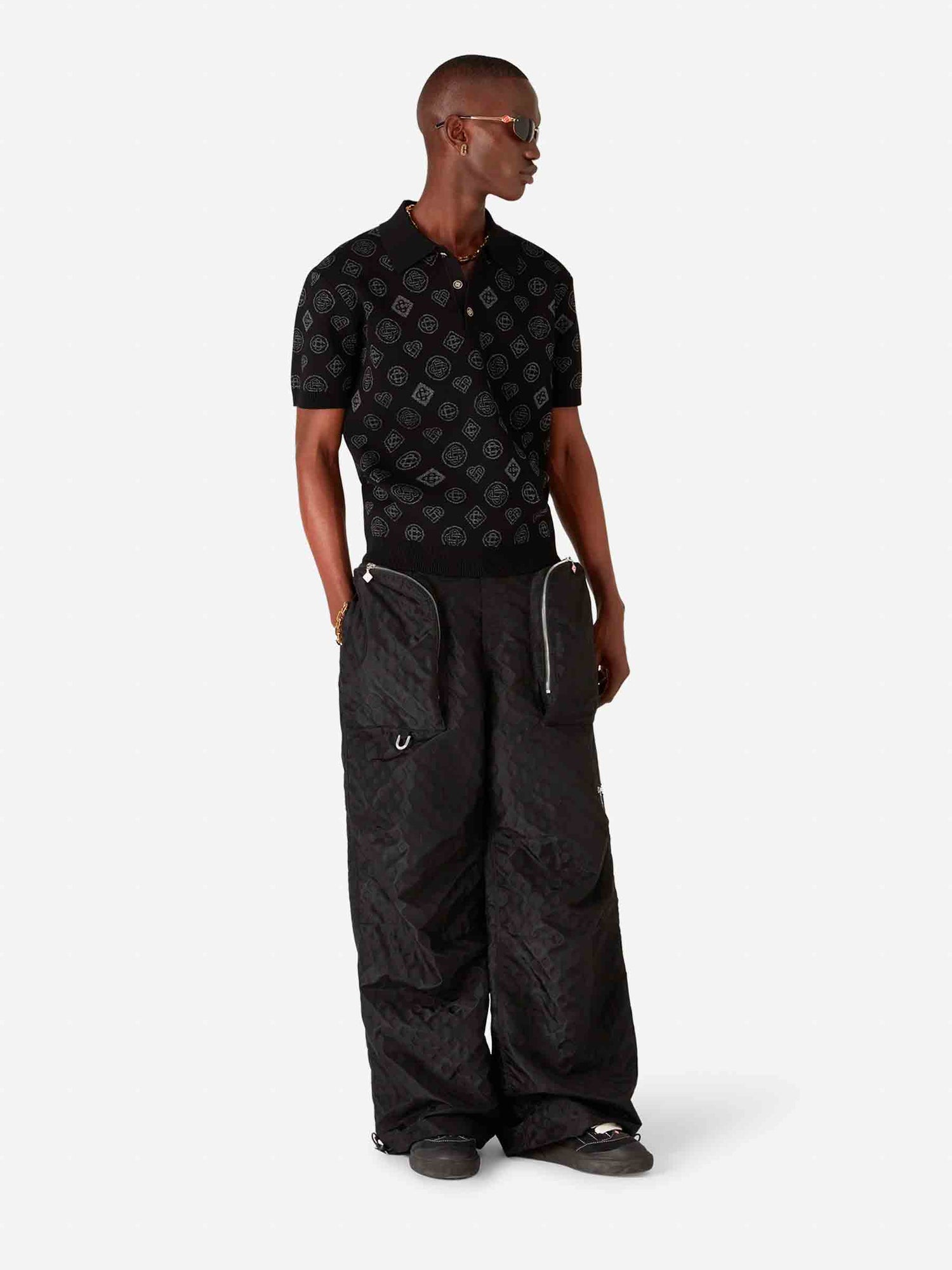Outlet online Casablanca Hombre Polo Monograma Jacquard color Negro sku 552-001627 01 - Foto 2