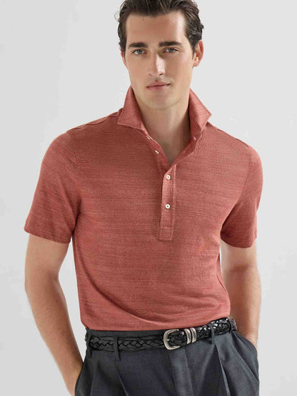 Outlet online Brunello Cucinelli Hombre Polo Punto color Terracota sku 552-001682 01 - Foto 2