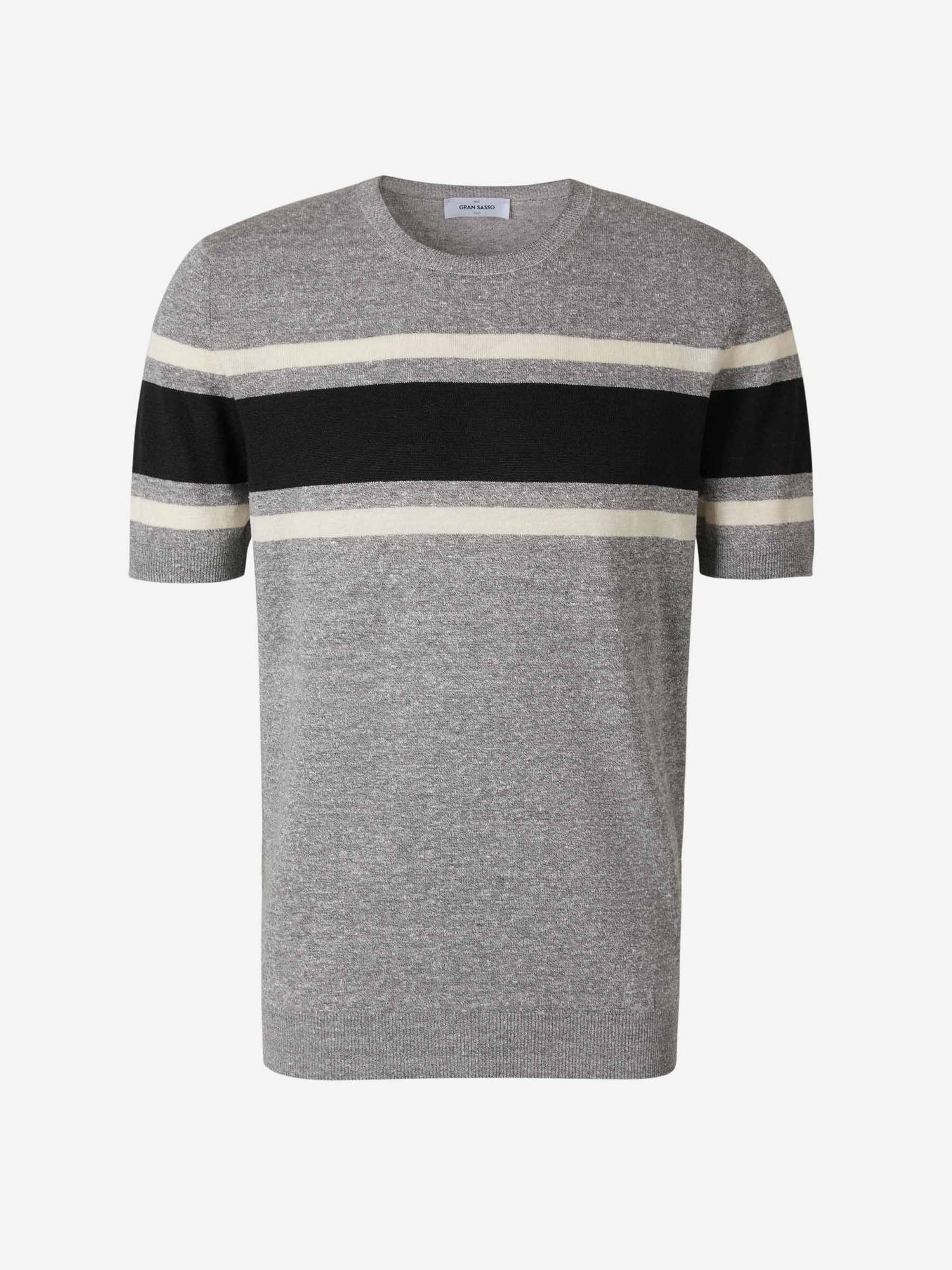 Outlet online Gran Sasso Hombre Camiseta Lino Y Algodón color Negro sku 553-002978 02 - Foto 4