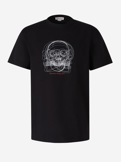 Outlet online Alexander McQueen Hombre Camiseta Skull Sketch color Negro sku 553-003271 02 - Foto 5