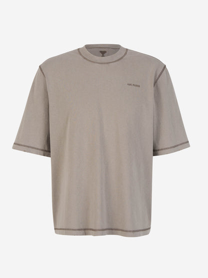 Outlet online Ami Paris Hombre Camiseta De Coeur color Gris Piedra sku 553-003278 02 - Foto 1