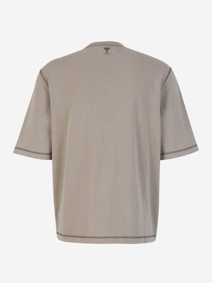 Outlet online Ami Paris Hombre Camiseta De Coeur color Gris Piedra sku 553-003278 02 - Foto 3