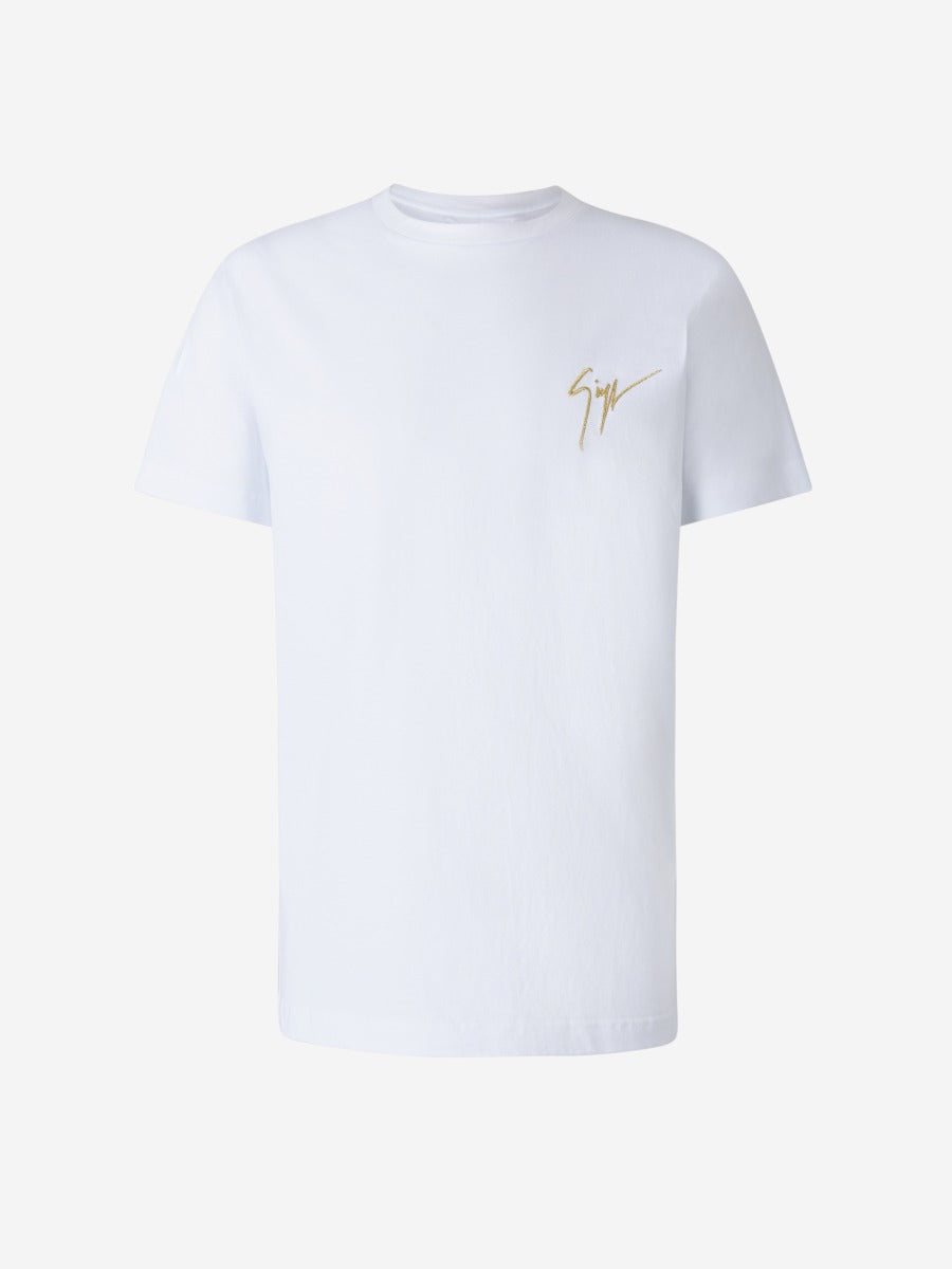 Outlet online Giuseppe Zanotti Hombre Camiseta Logo Bordado color Blanco sku 553-003344 01 - Foto 1