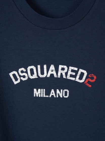 Outlet online Dsquared2 Hombre Camiseta Logo Estampado color Azul Noche sku 553-003379 01 - Foto 3