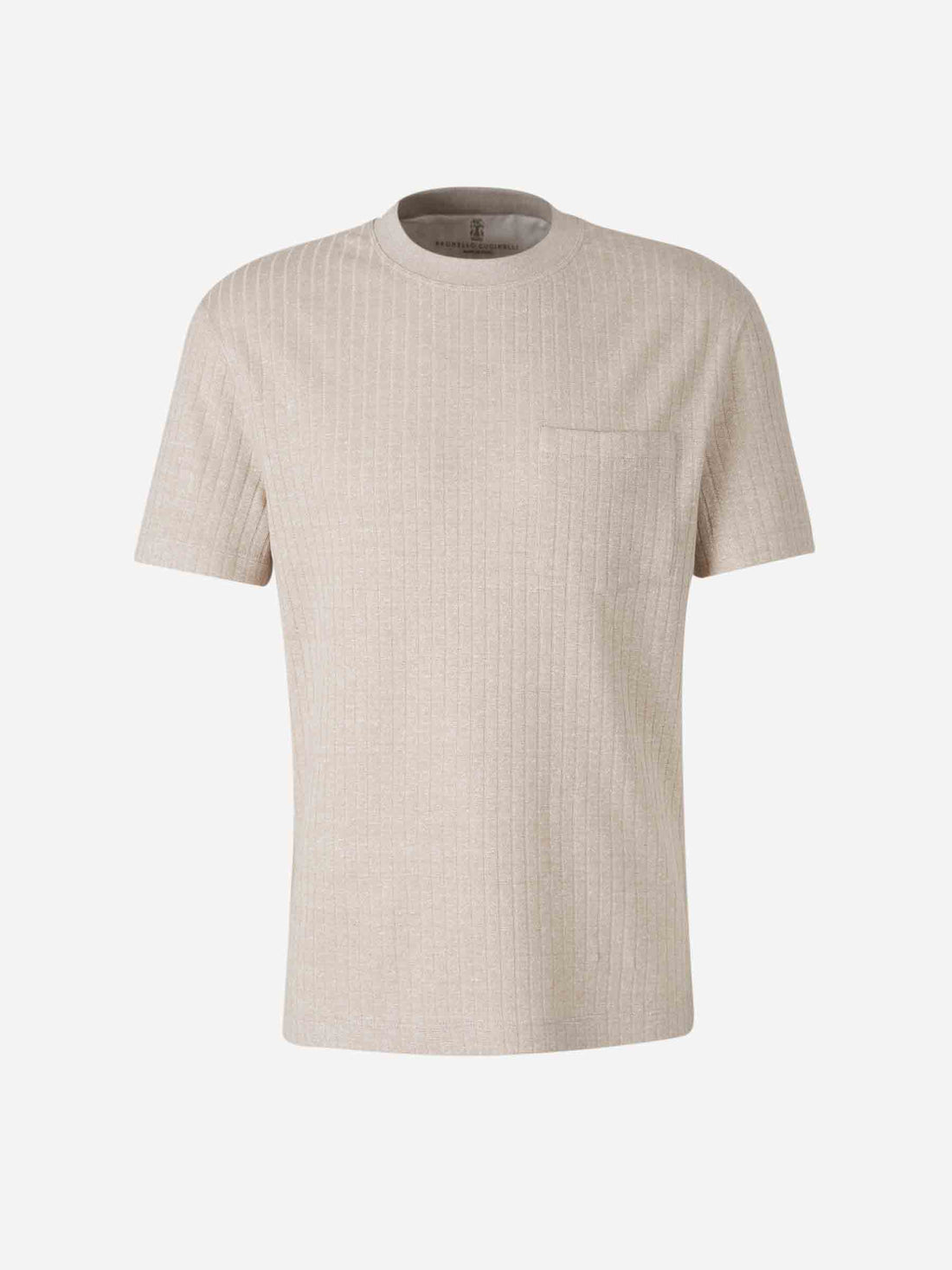 Brunello Cucinelli Hombre Barcelona Camiseta Canalé Bolsillo color Nude sku 553-004017 02 - Foto 1
