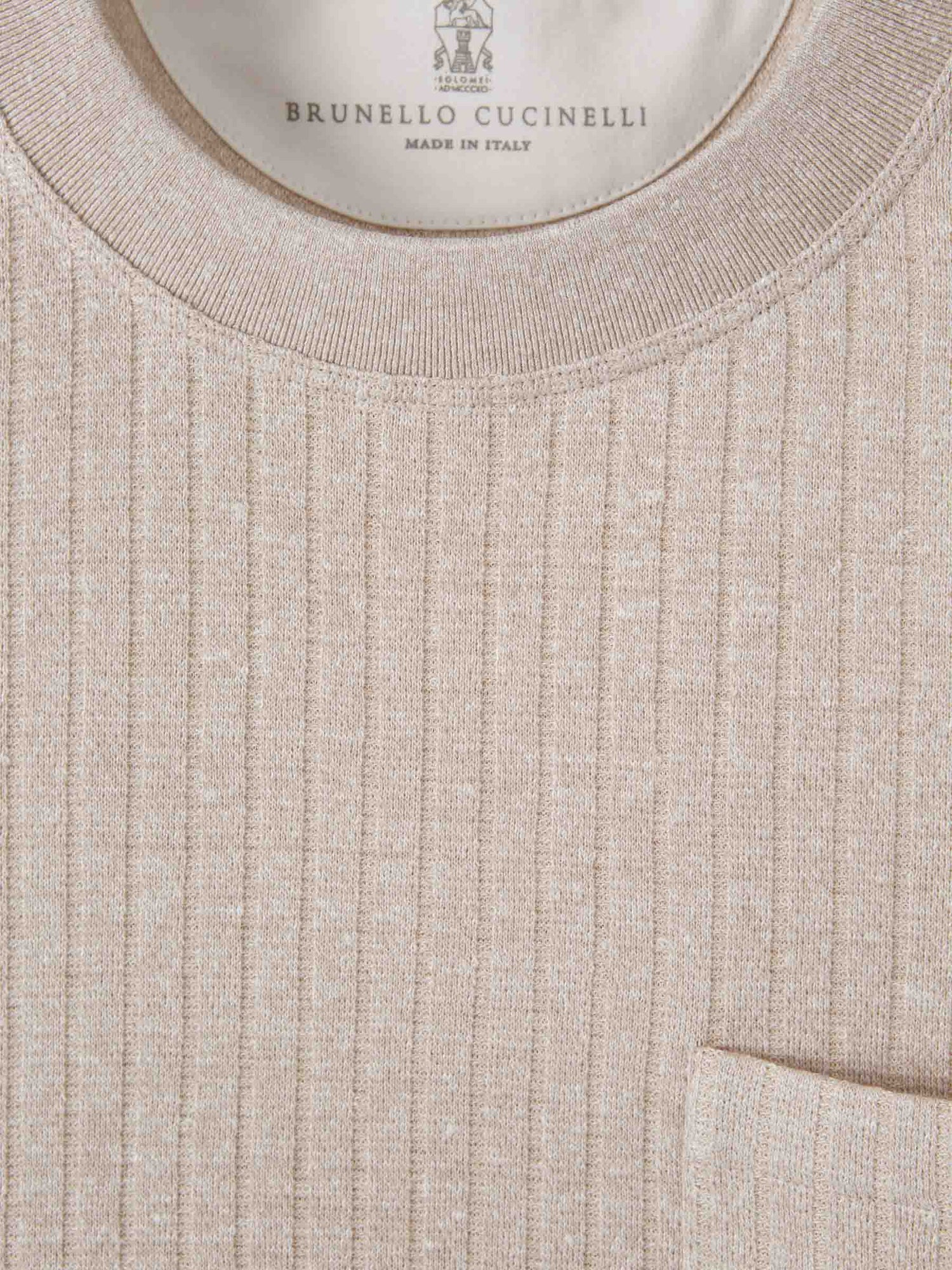 Brunello Cucinelli Hombre Barcelona Camiseta Canalé Bolsillo color Nude sku 553-004017 02 - Foto 3