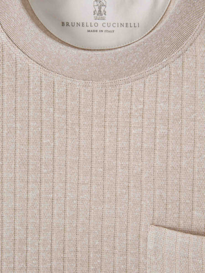 Brunello Cucinelli Hombre Barcelona Camiseta Canalé Bolsillo color Nude sku 553-004017 02 - Foto 3