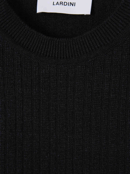 Outlet online Lardini Hombre Camiseta Acanalada Lino color Negro sku 553-004066 03 - Foto 3
