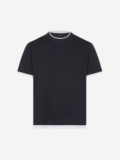 Brioni Hombre Barcelona Camiseta Logo Contraste color Azul Cobalto sku 553-004109 01 - Foto 1