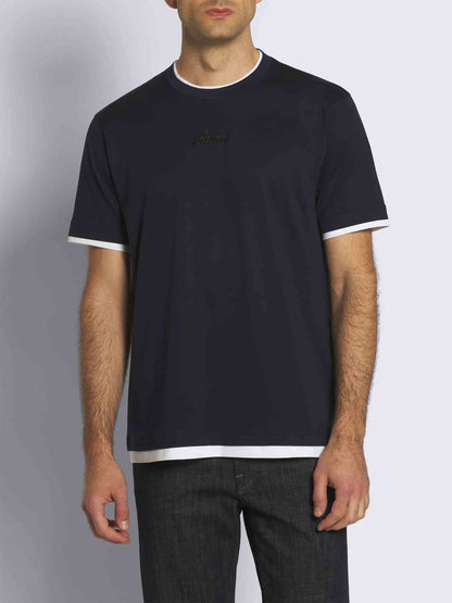 Outlet online Brioni Hombre Camiseta Logo Contraste color Azul Cobalto sku 553-004109 01 - Foto 2