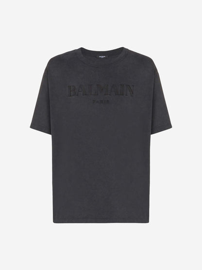 Balmain Hombre Barcelona Camiseta Logo Algodón color Gris Antracita sku 553-004113 02 - Foto 1