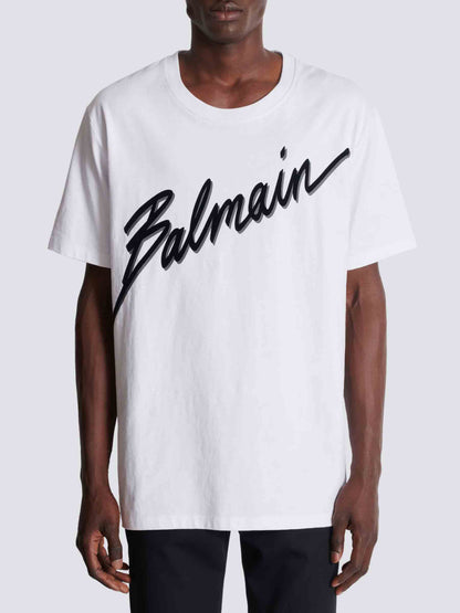 Balmain Hombre Barcelona Camiseta Logo Algodón color Blanco sku 553-004114 02 - Foto 3