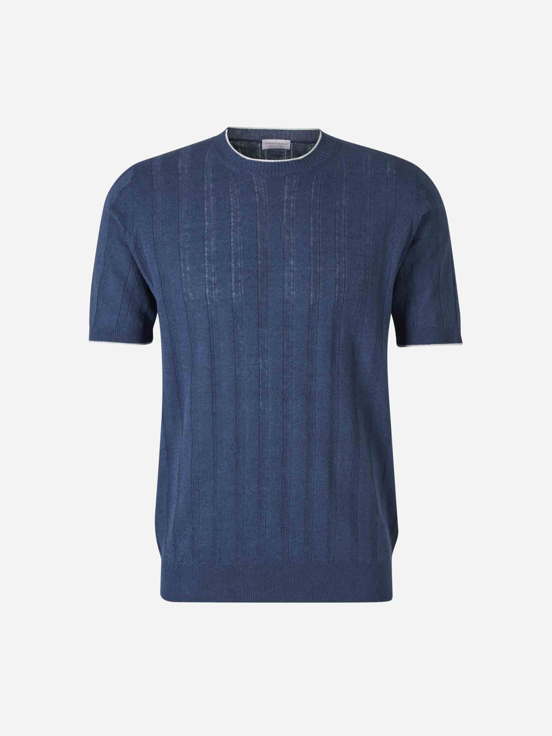 Outlet online Santa Eulalia Hombre Camiseta Acanalada Lino color Azul Marino sku 553-004115 01 - Foto 1