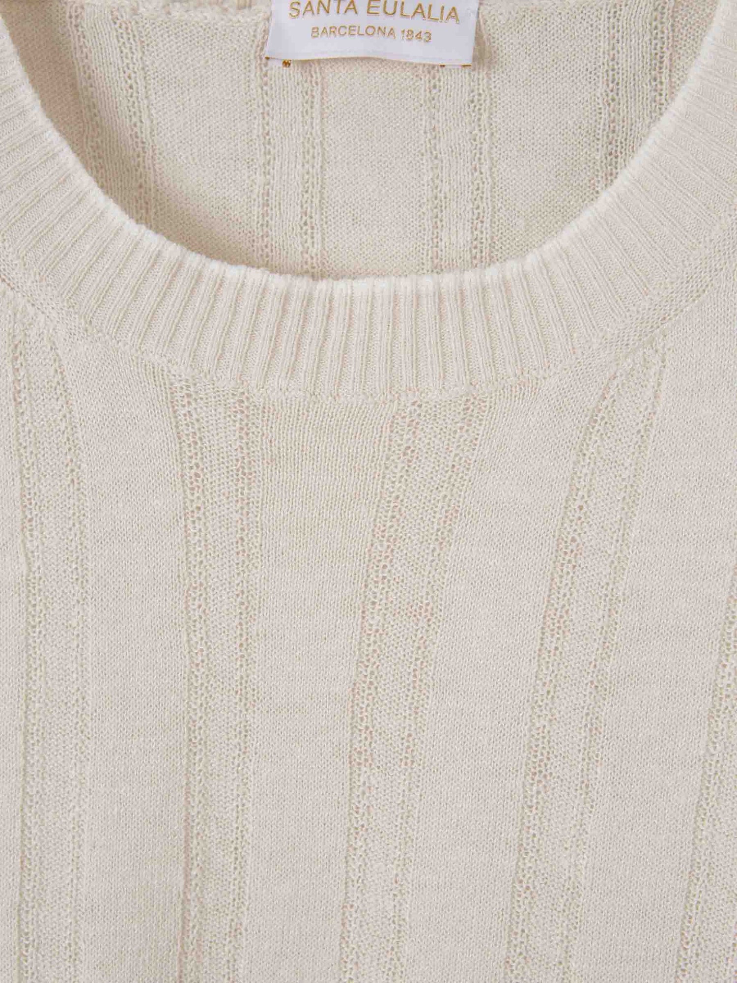 Outlet online Santa Eulalia Hombre Camiseta Acanalada Lino color Beige sku 553-004115 02 - Foto 3