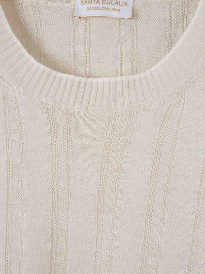 Outlet online Santa Eulalia Hombre Camiseta Acanalada Lino color Beige sku 553-004115 02 - Foto 3