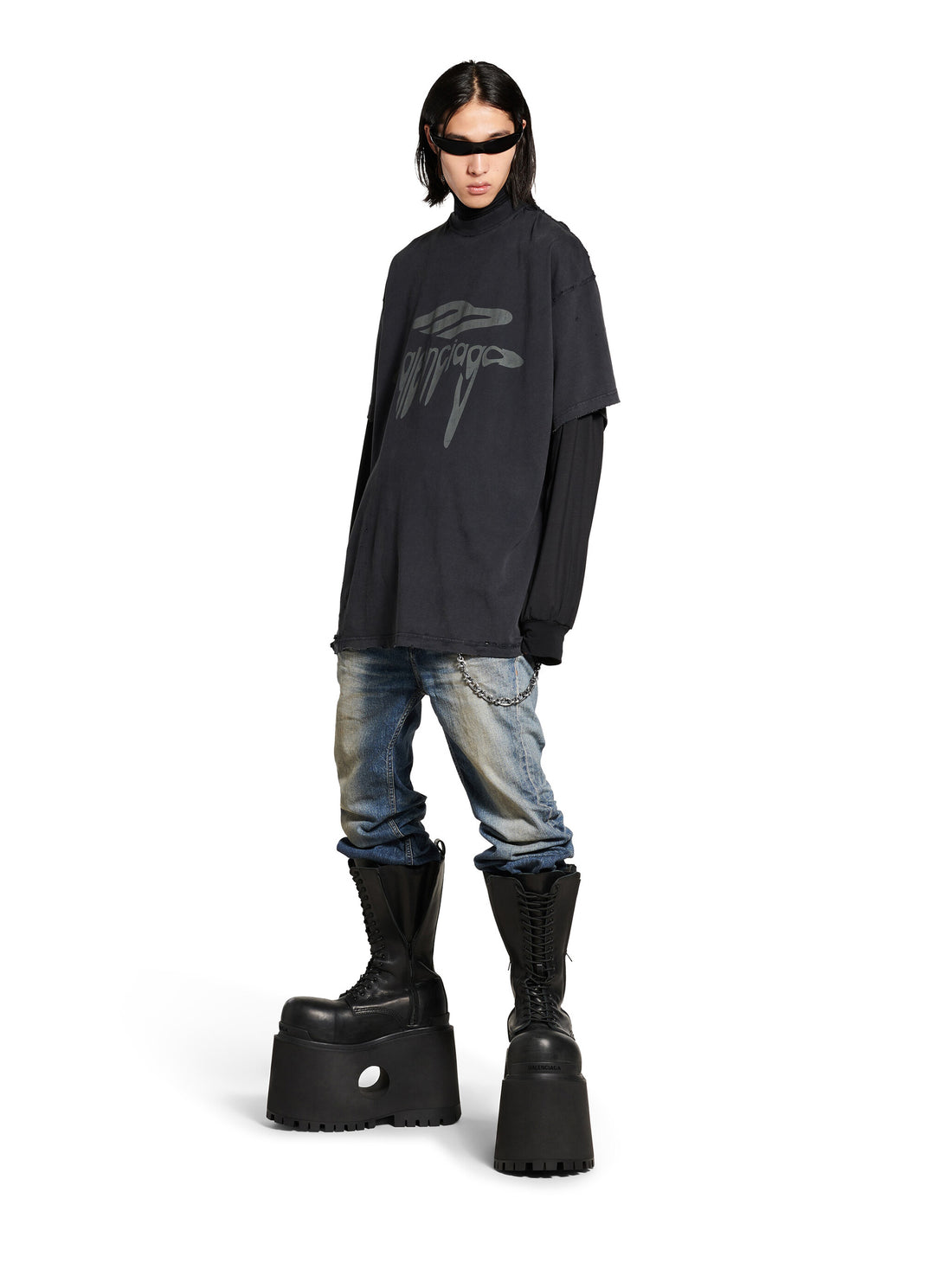 Outlet online Balenciaga Hombre Camiseta 3B Liquefied color Negro sku 553-004138 01 - Foto 2