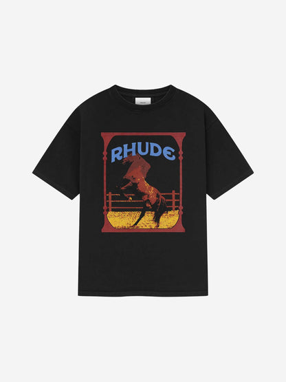 Rhude Hombre Barcelona Camiseta Cadre Algodón color Negro sku 553-004185 01 - Foto 1