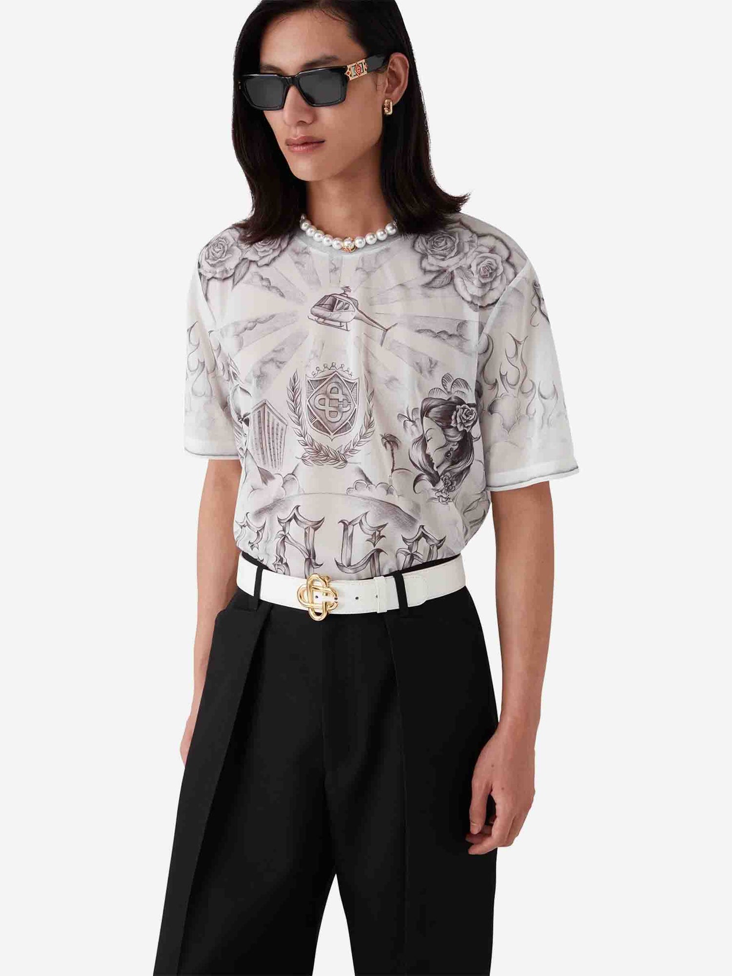 Casablanca Hombre Barcelona Camiseta Tattoo Mesh color Blanco y Negro sku 553-004226 01 - Foto 4