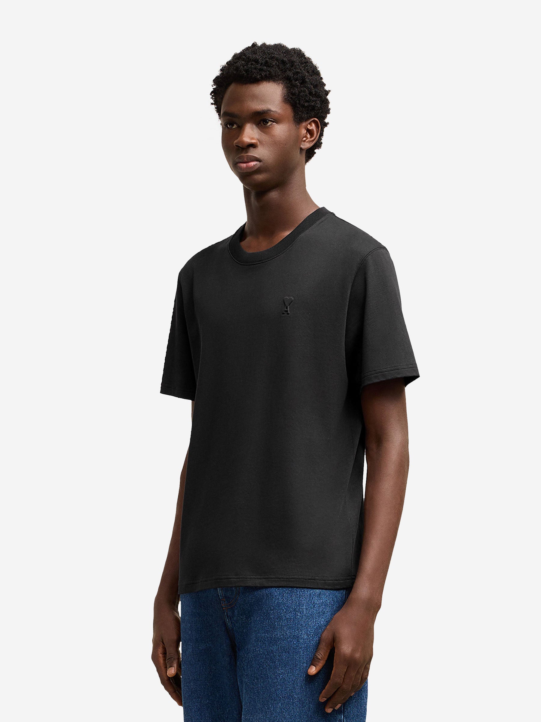 Outlet online Ami Paris Hombre Camiseta Logo Algodón color Negro sku 553-004234 01 - Foto 5