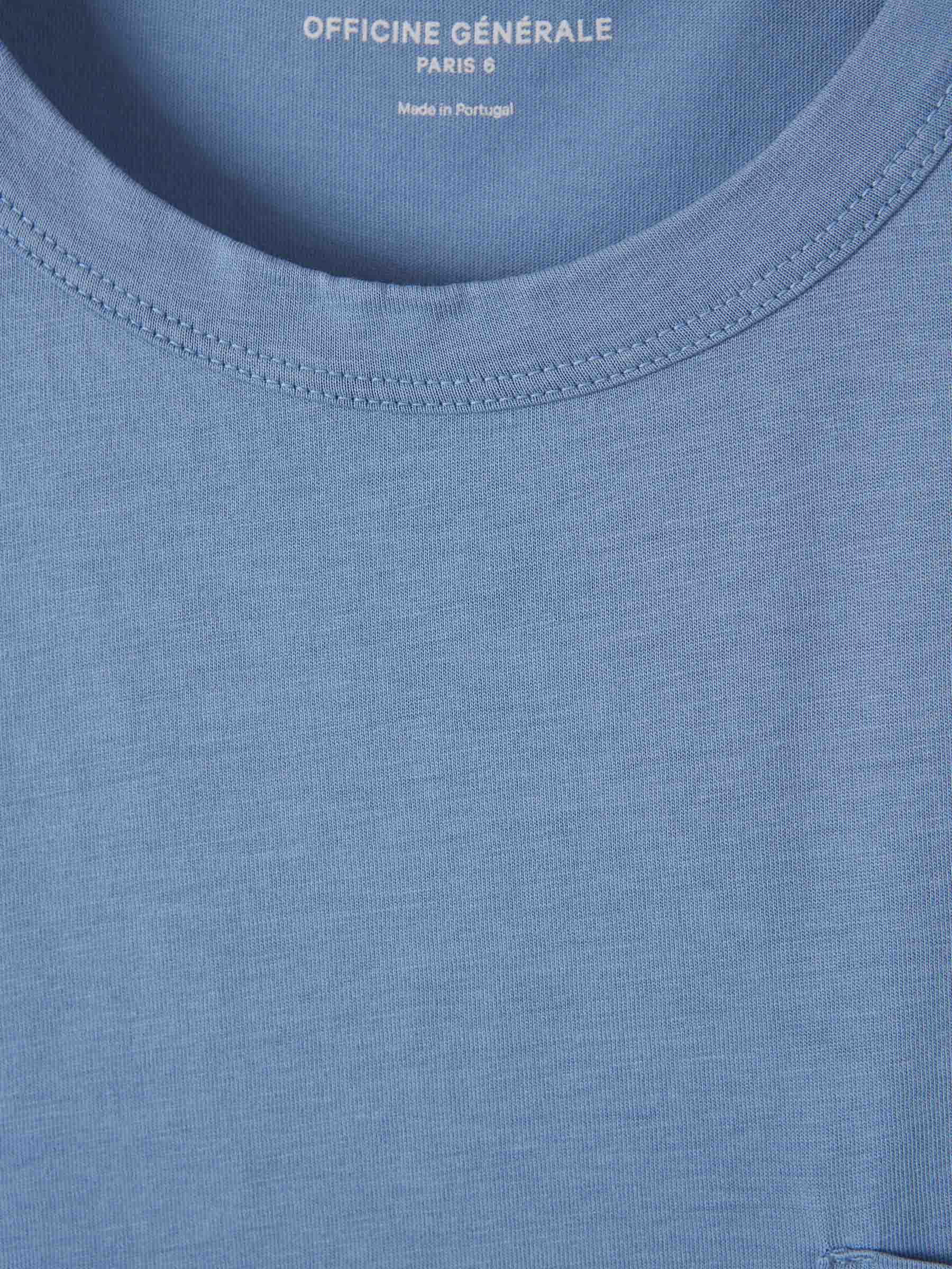 Officine Générale Hombre Barcelona Camiseta Bolsillo Algodón color Azul sku 553-004260 01 - Foto 3