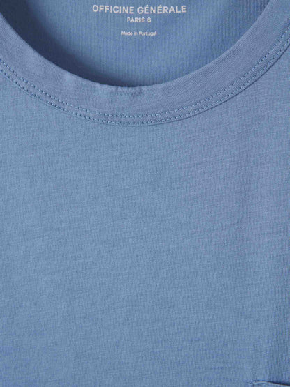 Officine Générale Hombre Barcelona Camiseta Bolsillo Algodón color Azul sku 553-004260 01 - Foto 3