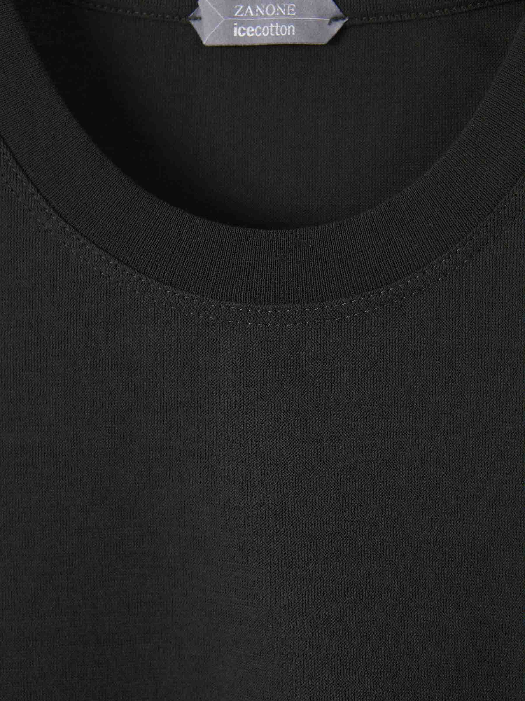 Outlet online Zanone Hombre Camiseta Lisa Algodón color Verde Militar sku 553-004266 04 - Foto 3