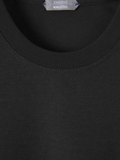 Outlet online Zanone Hombre Camiseta Lisa Algodón color Verde Militar sku 553-004266 04 - Foto 3