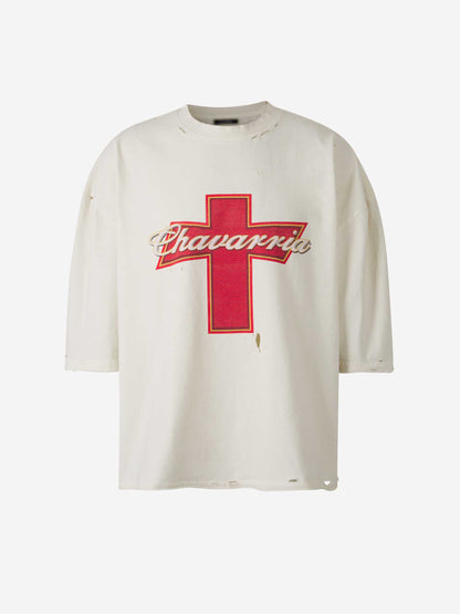 Willy Chavarria Hombre Barcelona Camiseta Cruz Algodón color Beige sku 553-004293 01 - Foto 1