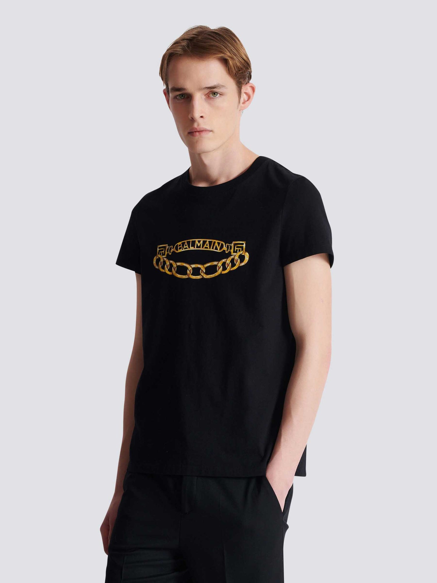 Outlet online Balmain Hombre Camiseta Logo Cadena color Negro sku 553-004356 01 - Foto 3