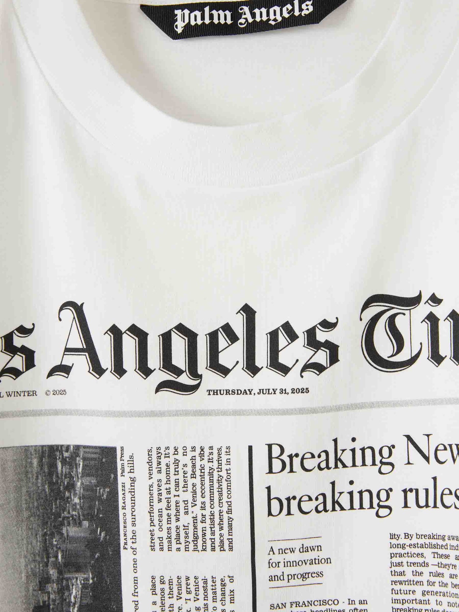 Outlet online Palm Angels Hombre Camiseta Estampada color Blanco sku 553-004428 01 - Foto 3