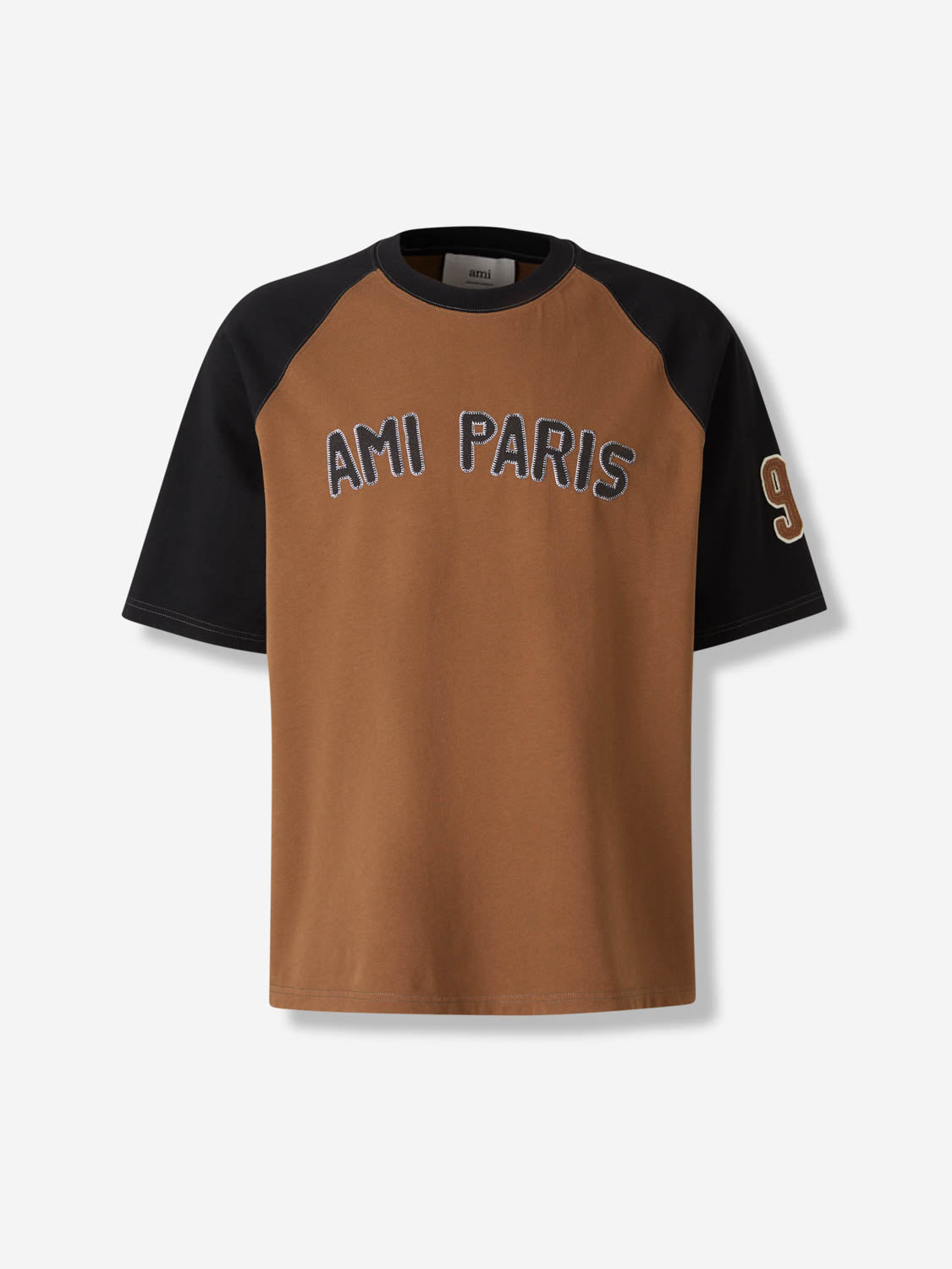 Outlet online Ami Paris Hombre Camiseta con logo bordado color Marrón sku 553-004435 01 - Foto 1