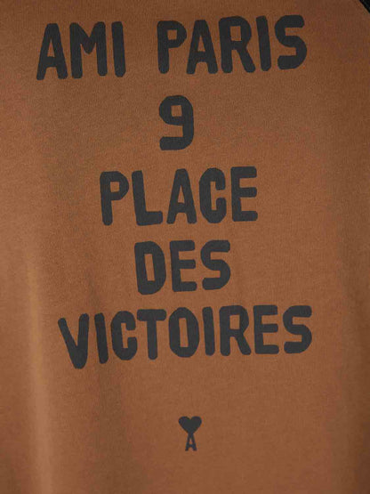 Outlet online Ami Paris Hombre Camiseta con logo bordado color Marrón sku 553-004435 01 - Foto 4