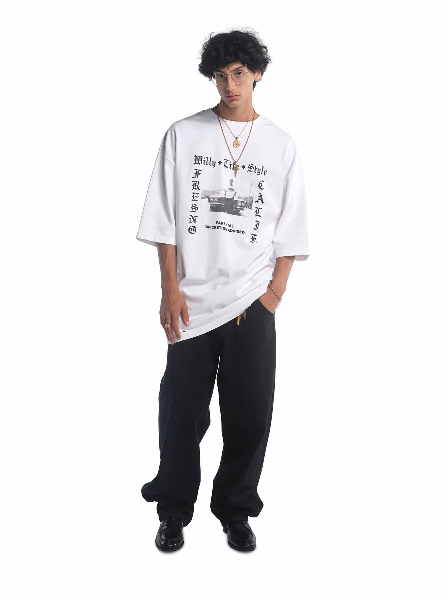 Outlet online Willy Chavarria Hombre Camiseta Cuello Redondo color Blanco sku 553-004450 01 - Foto 2