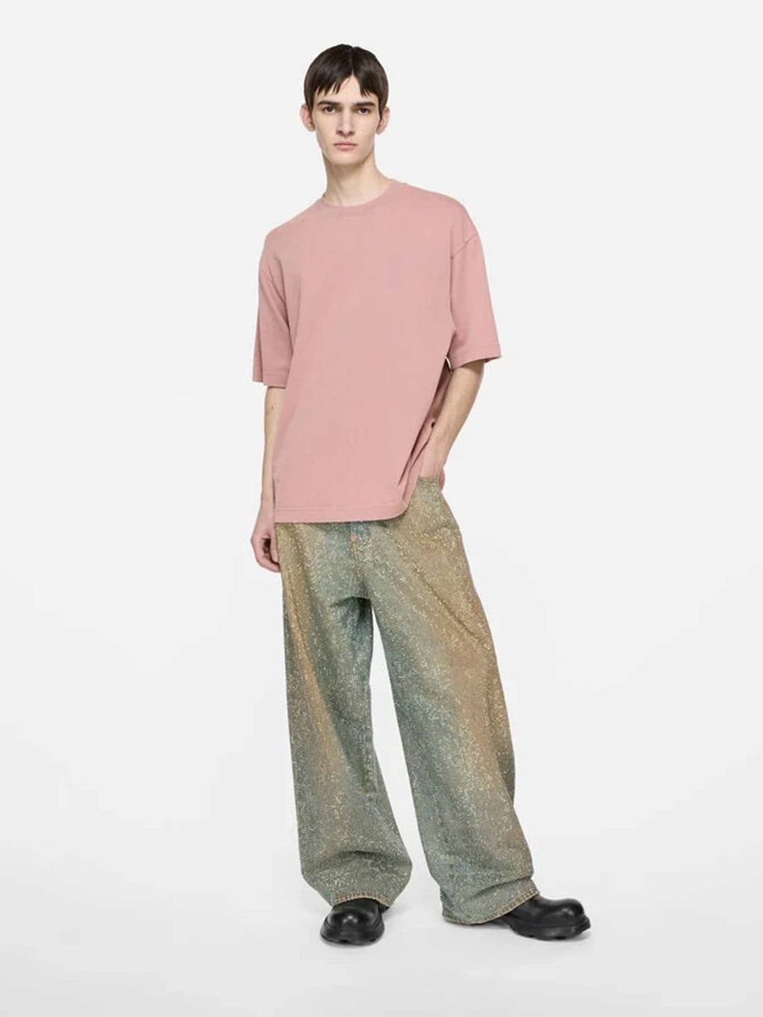 Outlet online Acne Studios Hombre Camiseta Cuello Redondo color Lavanda sku 553-004481 02 - Foto 2