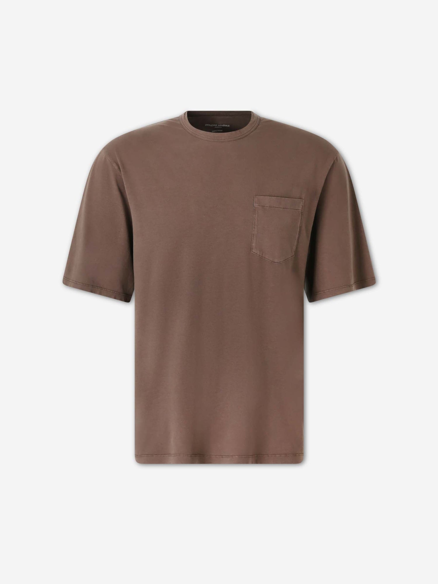Outlet online Officine Générale Hombre Camiseta con Bolsillo color Marrón Oscuro sku 553-004488 01 - Foto 1