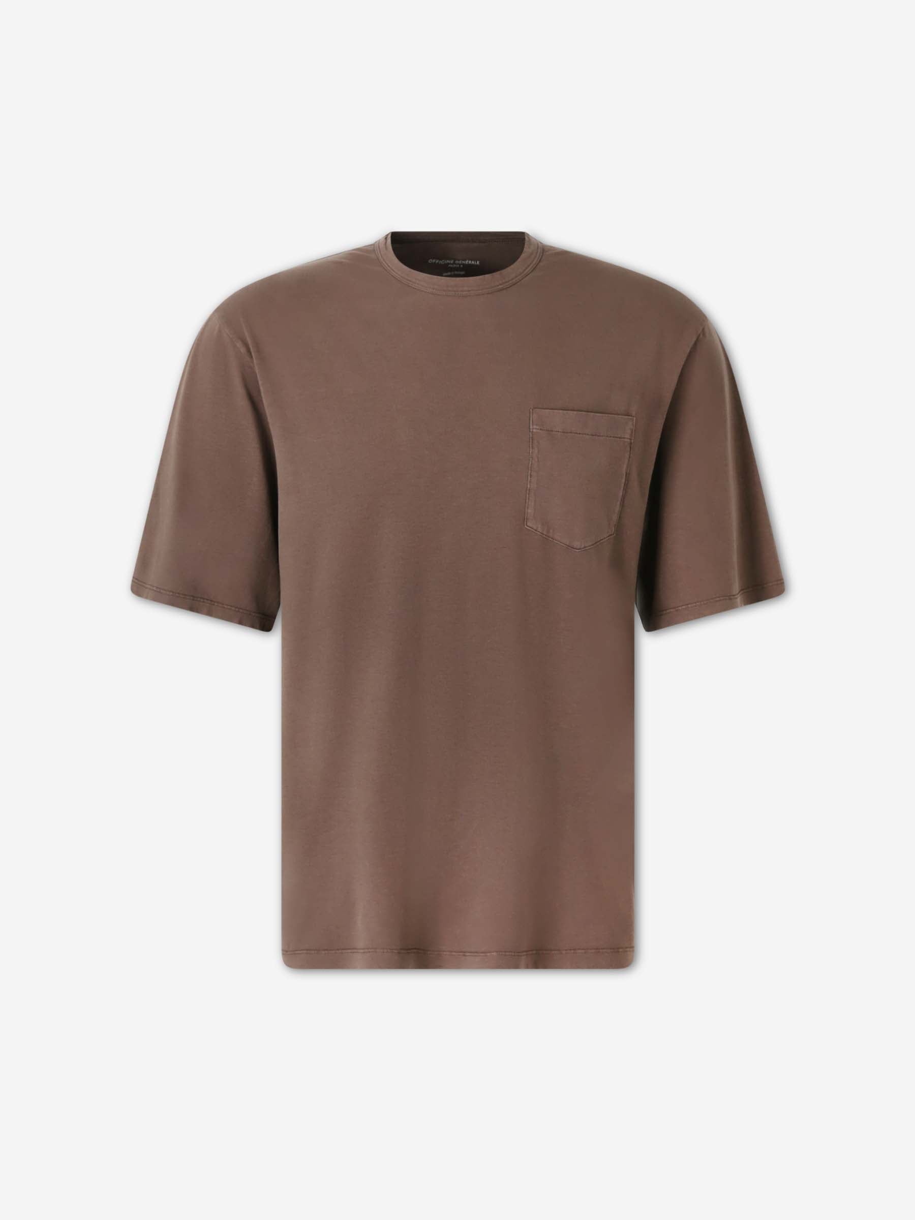 Outlet online Officine Générale Hombre Camiseta con Bolsillo color Marrón Oscuro sku 553-004488 01 - Foto 1