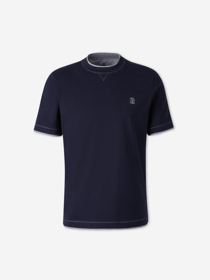 Outlet online Brunello Cucinelli Hombre Camiseta Manga Corta color Azul Noche sku 553-004494 02 - Foto 1