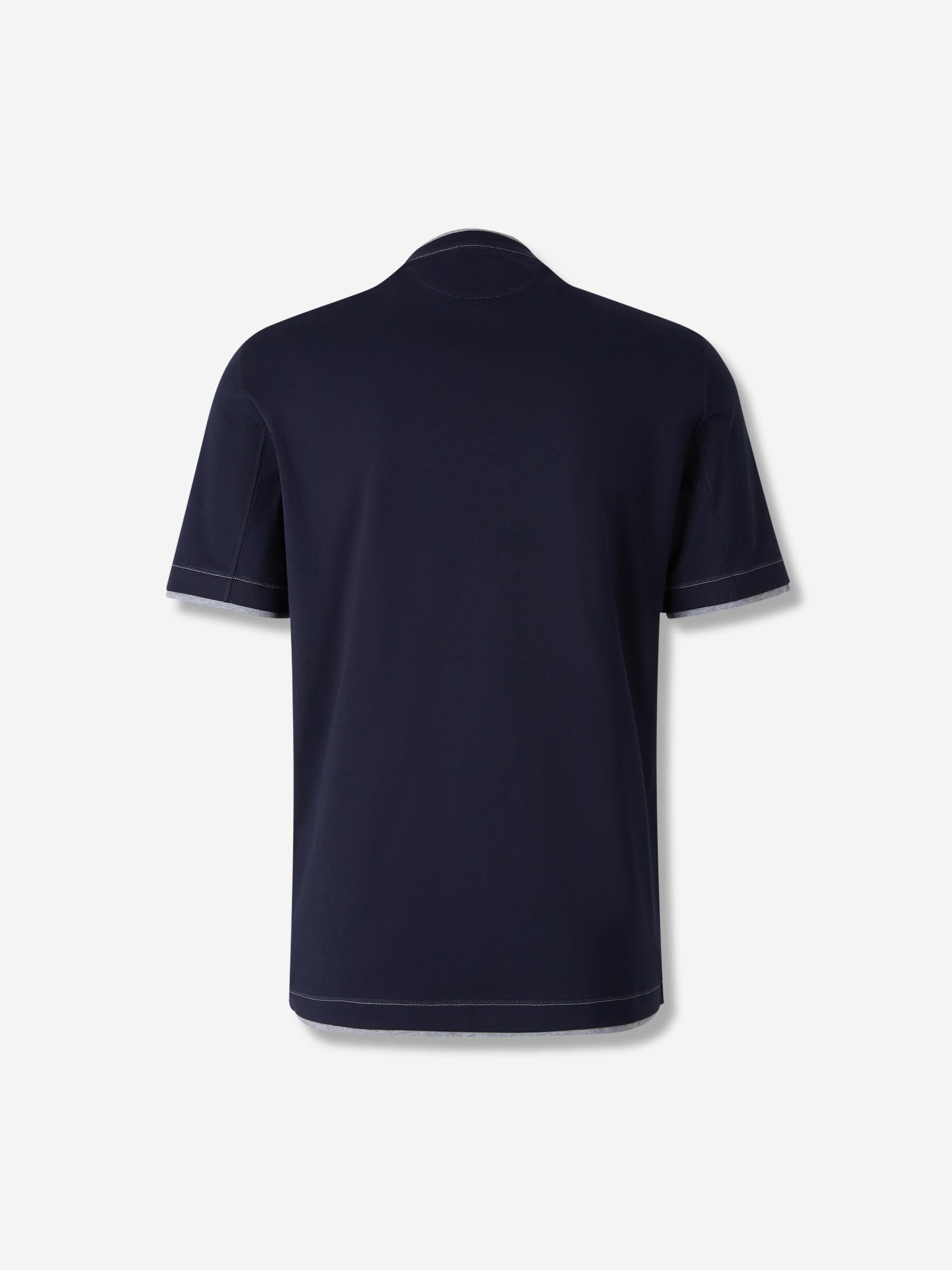 Outlet online Brunello Cucinelli Hombre Camiseta Manga Corta color Azul Noche sku 553-004494 02 - Foto 2