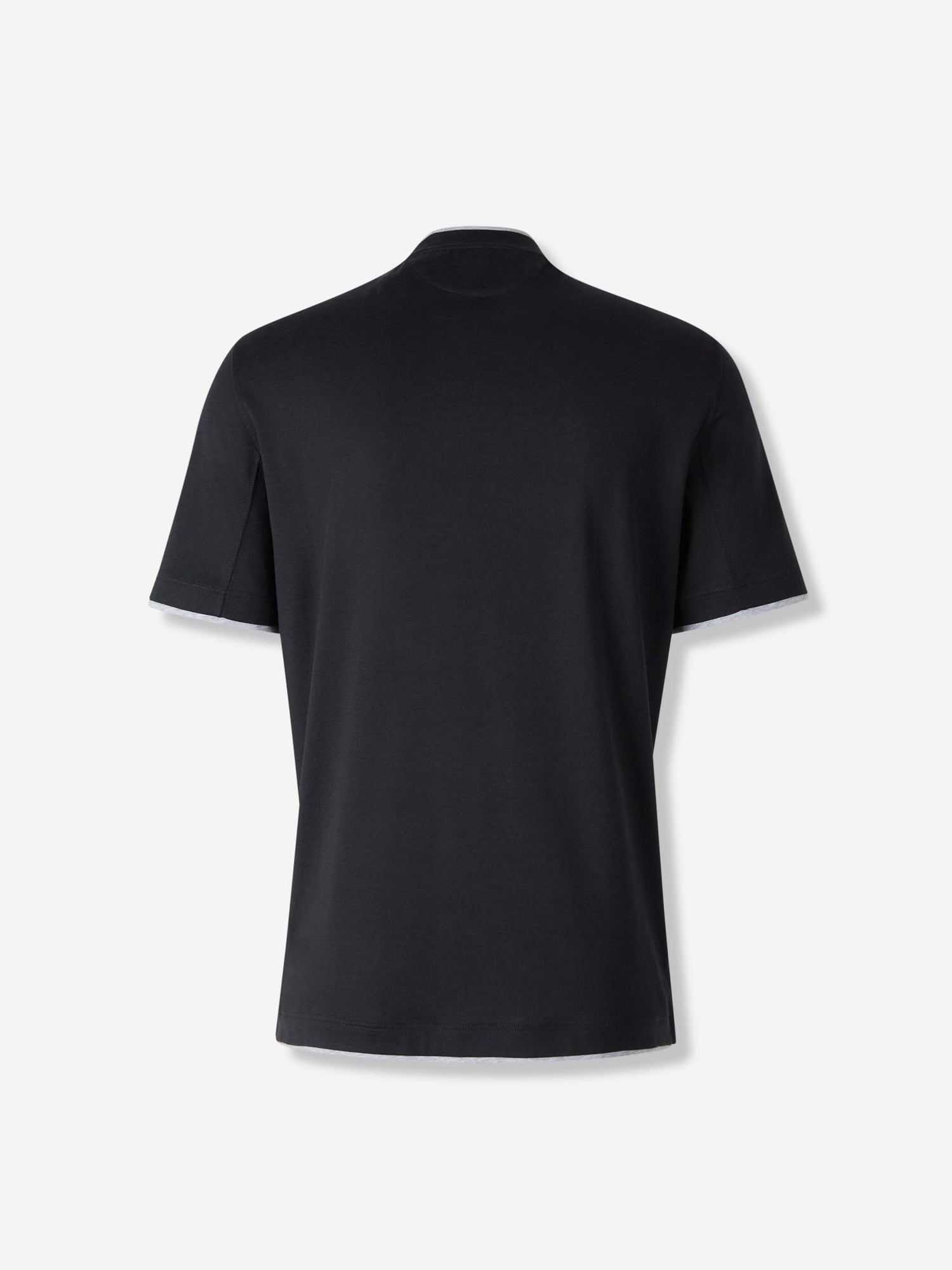 Outlet online Brunello Cucinelli Hombre Camiseta Algodón Doble color Negro sku 553-004495 01 - Foto 2