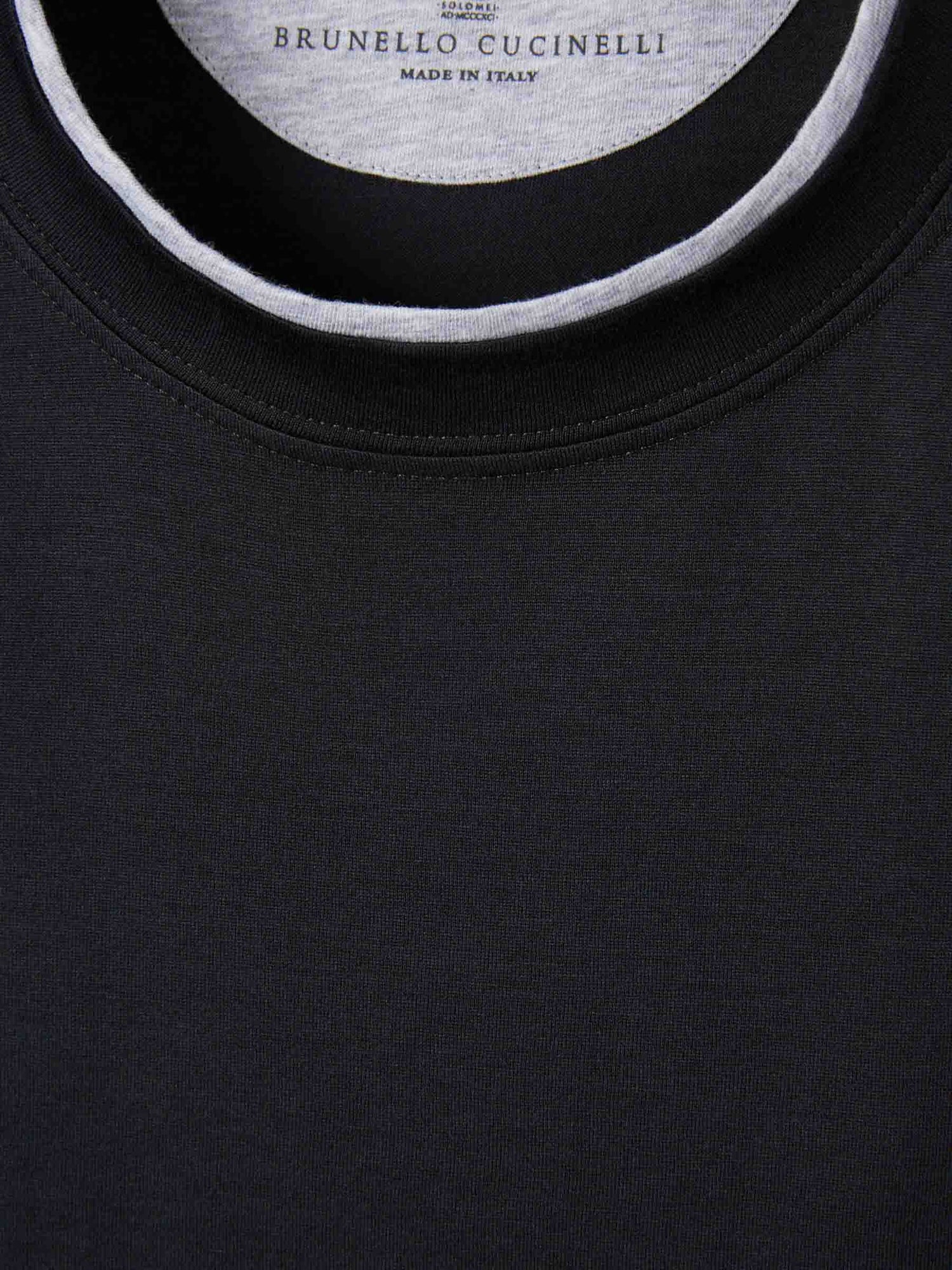 Outlet online Brunello Cucinelli Hombre Camiseta Algodón Doble color Negro sku 553-004495 01 - Foto 3