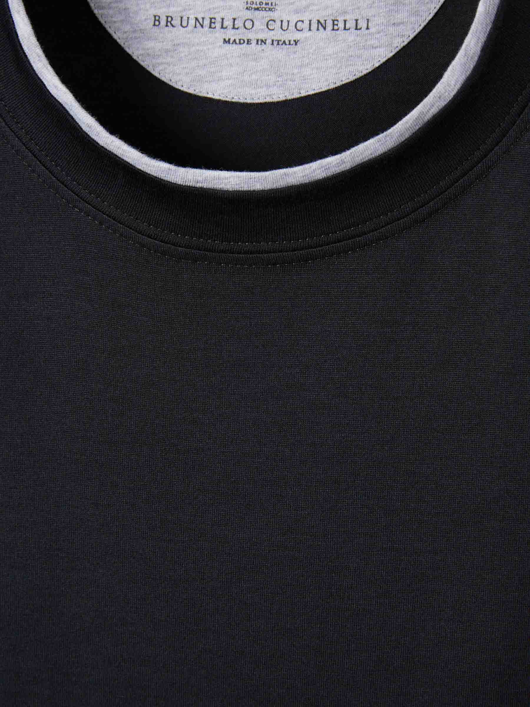 Outlet online Brunello Cucinelli Hombre Camiseta Algodón Doble color Negro sku 553-004495 01 - Foto 3