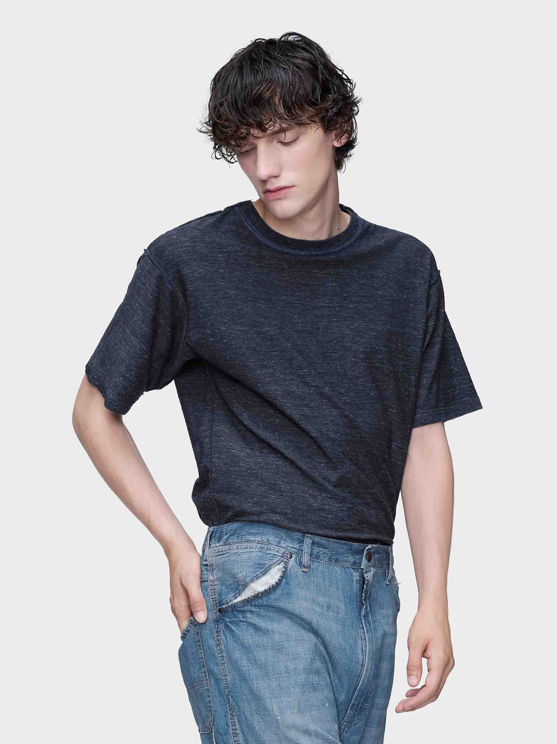 Outlet online Maison Margiela Hombre Camiseta Cuello Redondo color Azul Marino sku 553-004557 01 - Foto 2