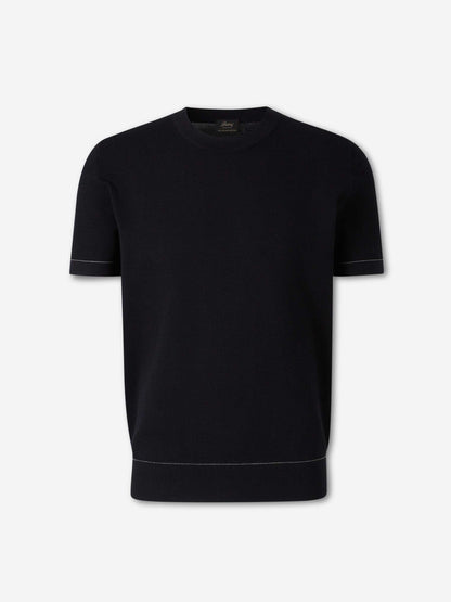 Outlet online Brioni Hombre Camiseta Cuello Redondo color Azul Noche sku 553-004599 02 - Foto 1