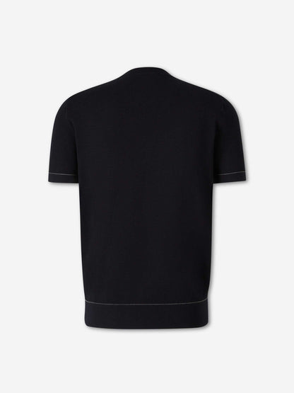 Outlet online Brioni Hombre Camiseta Cuello Redondo color Azul Noche sku 553-004599 02 - Foto 2