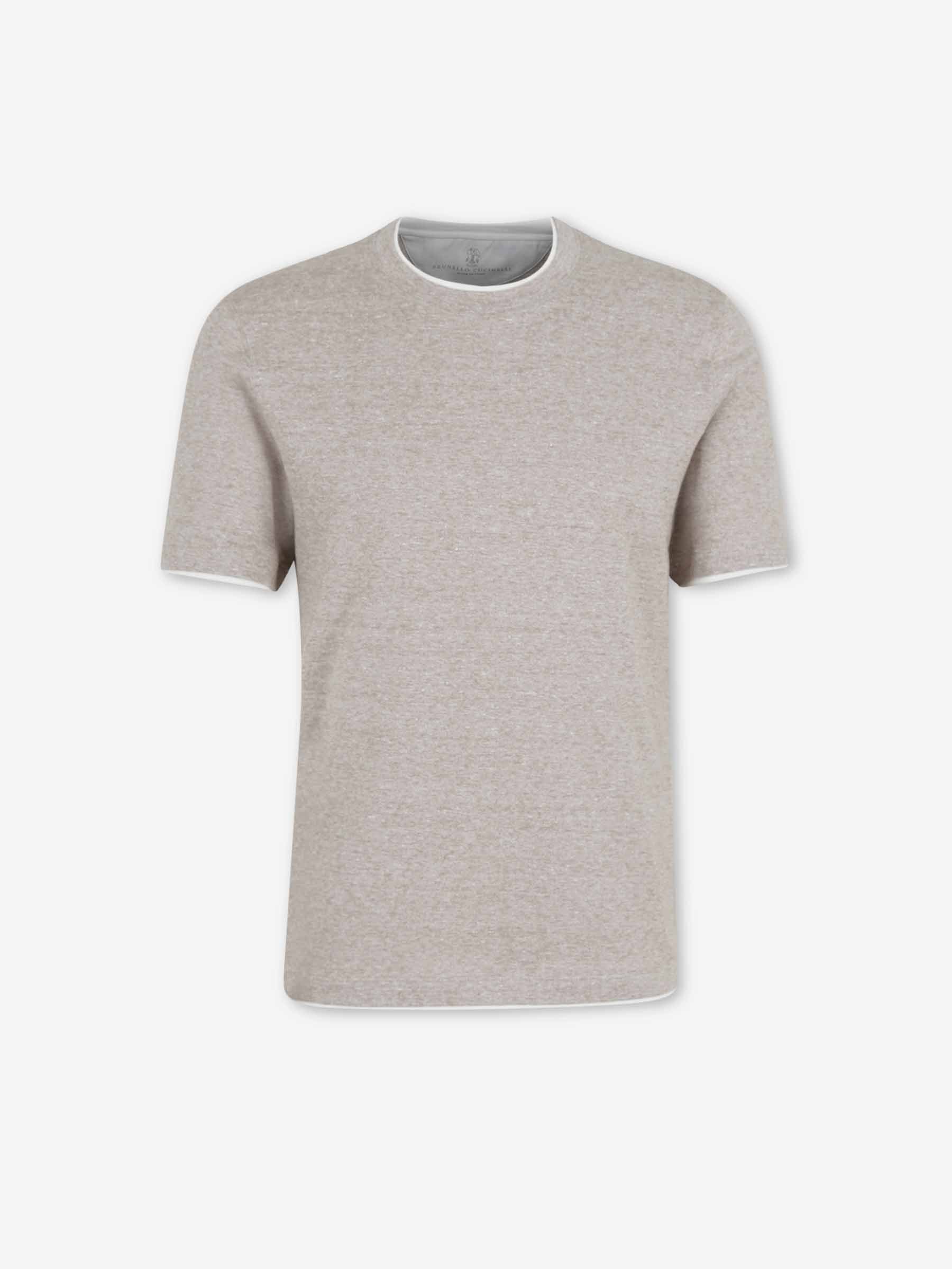 Brunello Cucinelli Hombre Barcelona Camiseta Cuello Redondo color Taupe sku 553-004661 02 - Foto 1