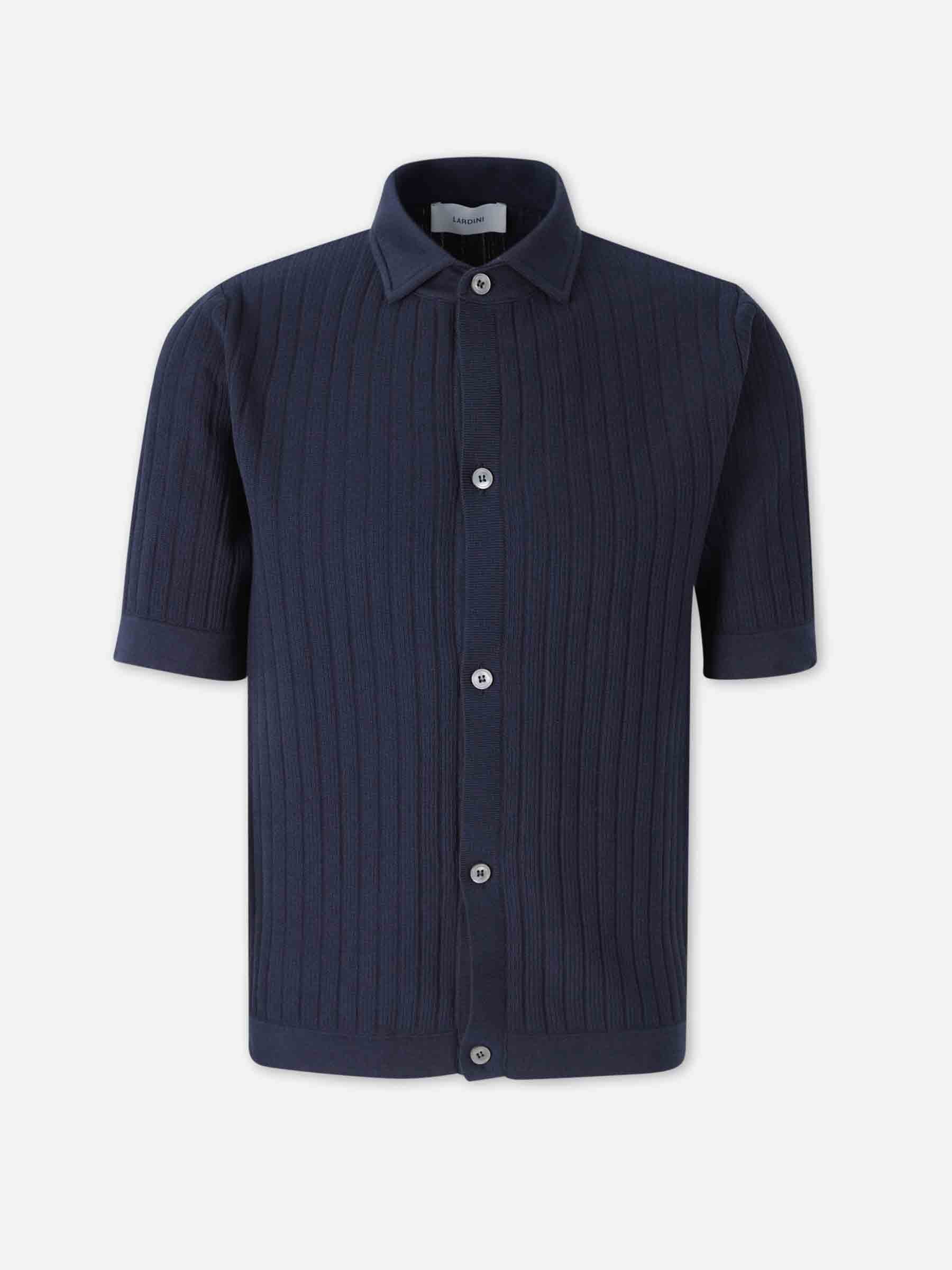 Lardini Hombre Barcelona Camisa Punto Algodón color Azul Marino sku 555-000009 03 - Foto 1