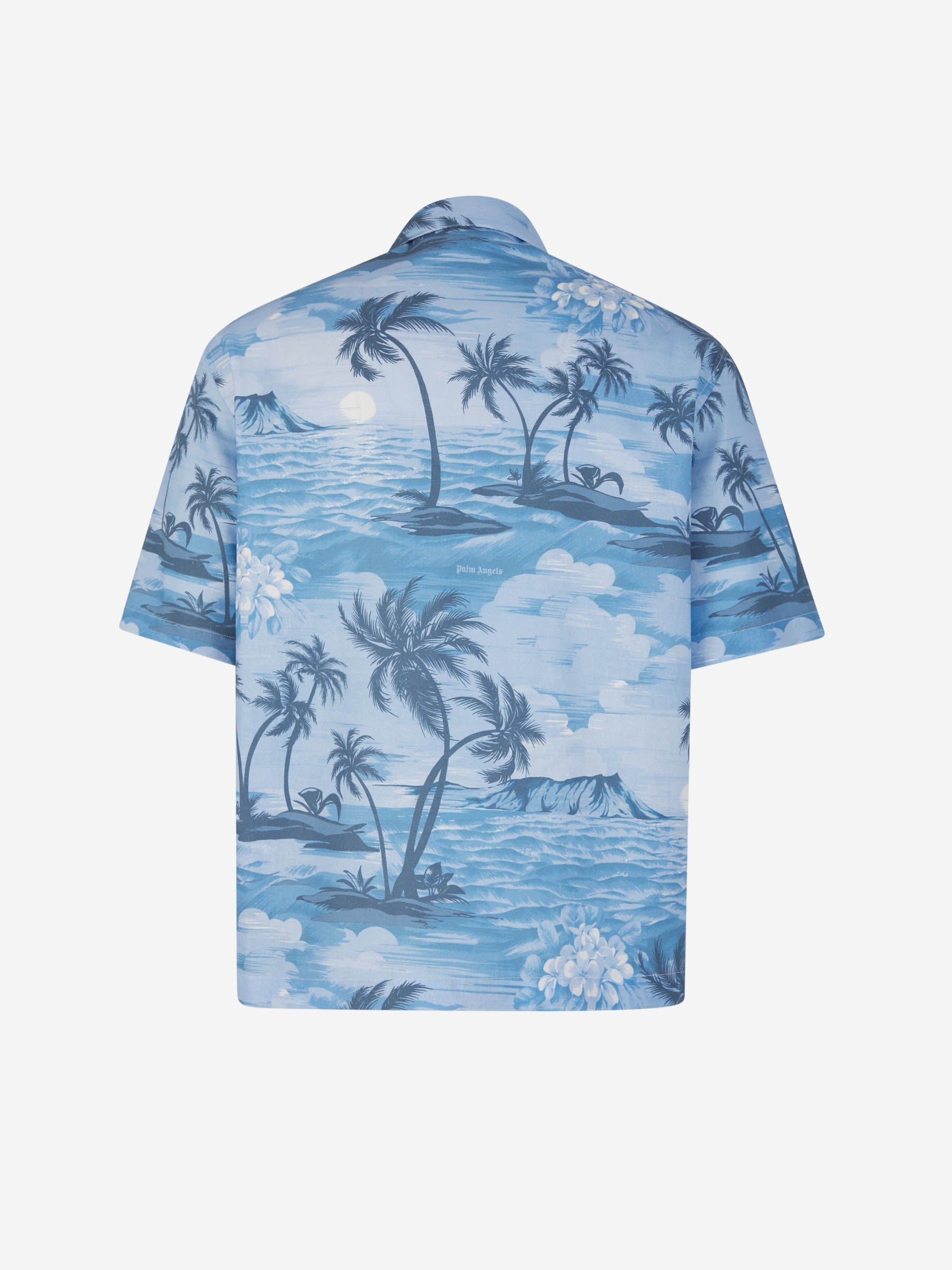 Outlet online Palm Angels Hombre Camisa Motivo Sunset Lino color Azul sku 532-000542 01 - Foto 2