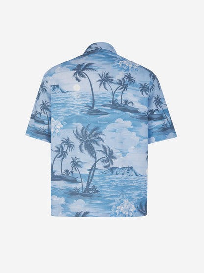 Outlet online Palm Angels Hombre Camisa Motivo Sunset Lino color Azul sku 532-000542 01 - Foto 2